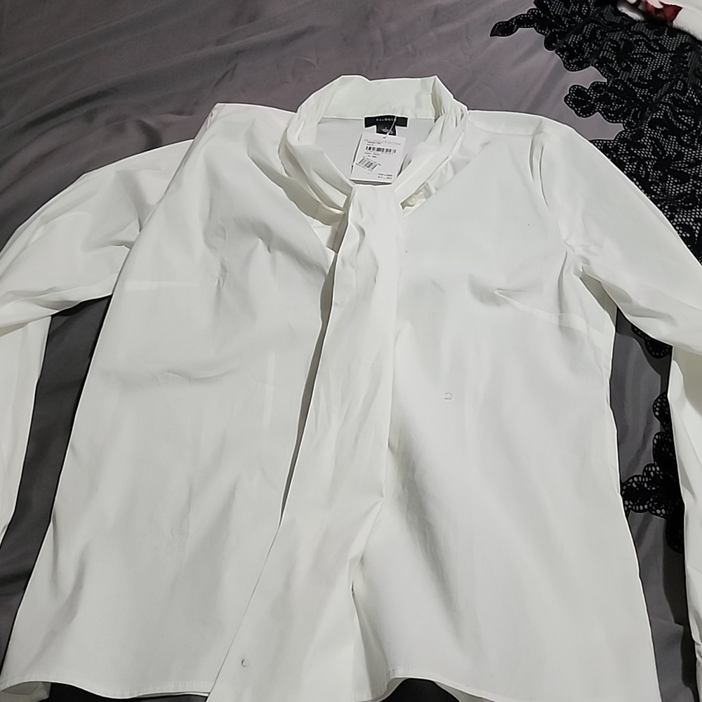 White Half Button Down Women's Shirt
